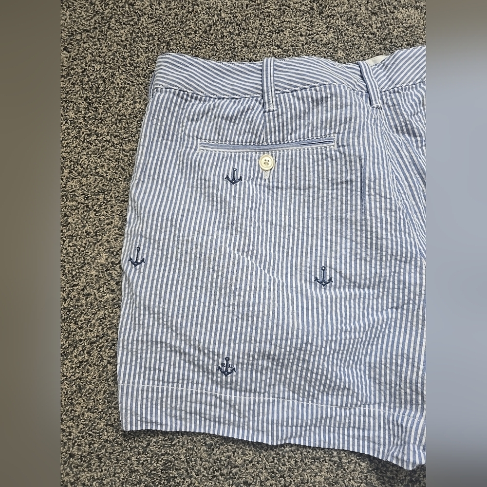 POLO by Ralph Lauren Seersucker Shorts With Embroidered RL Anchors, Size 12 - Picture 5 of 8